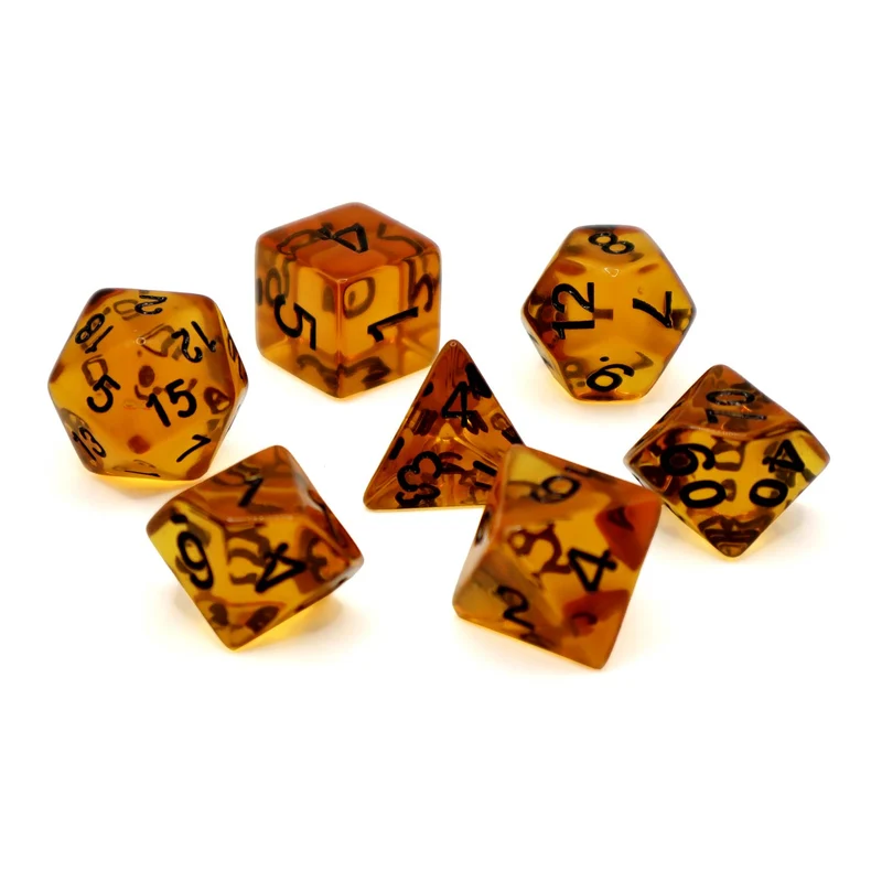 7-teiliges RPG Würfelset Transparent: Black Honey