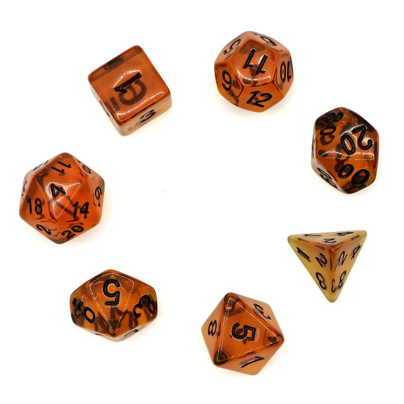7-teiliges RPG Würfelset Transparent: Black Honey