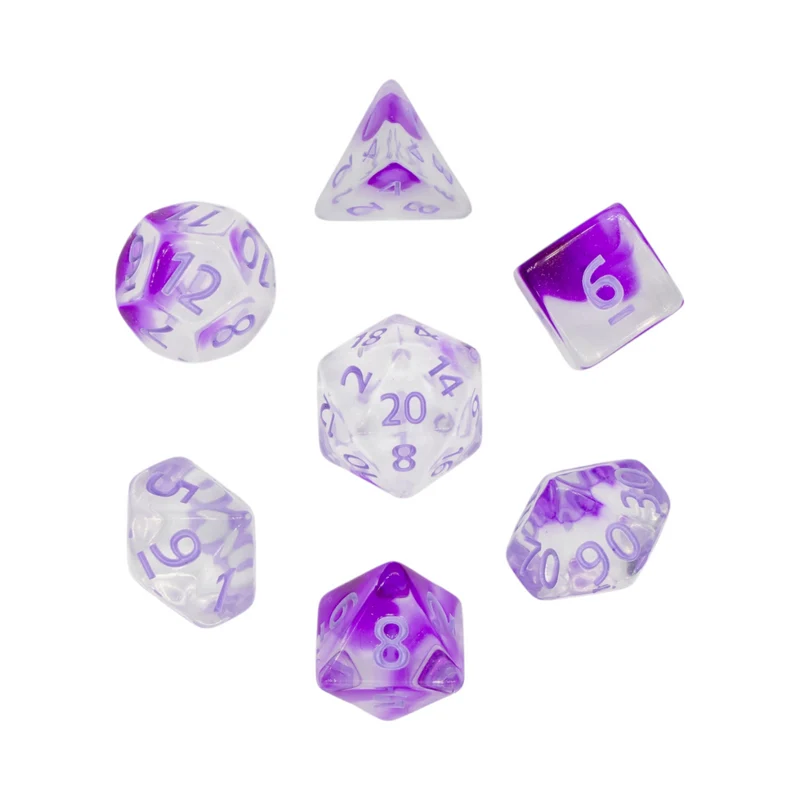 7-teiliges RPG Würfelset Transparent: Nebula Lavender