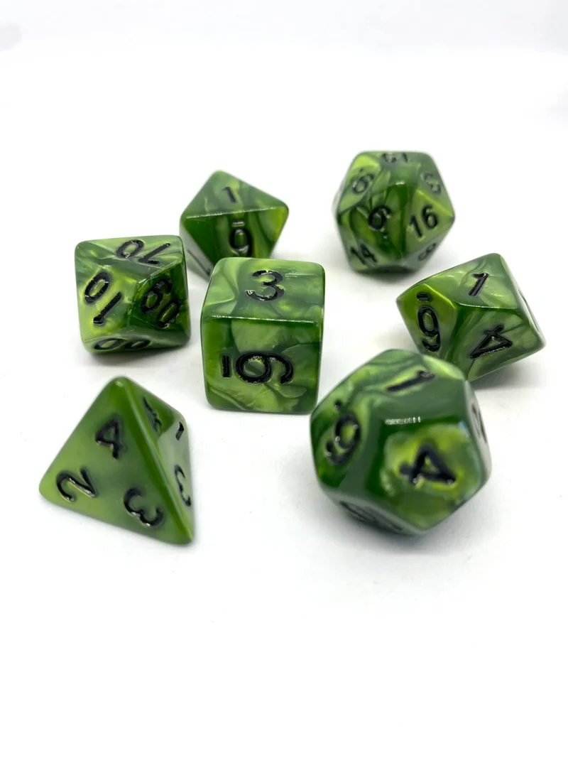7-teiliges RPG Würfelset Pearl: Olive/Black