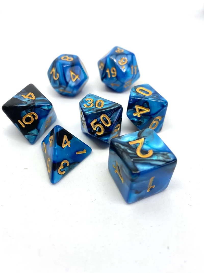 7-teiliges RPG Würfelset Mehrfarbig: Racing Blueberry Black