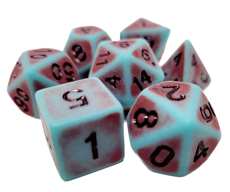 7-teiliges RPG Würfelset Ancient: Bloody Blue