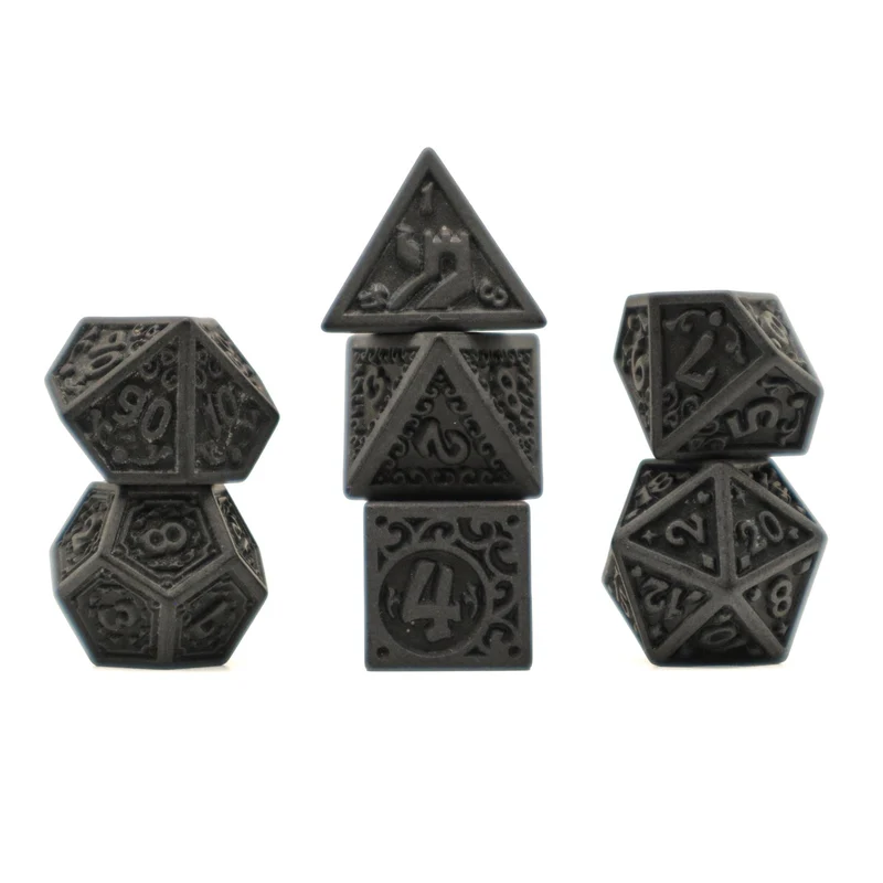 7-teiliges RPG Würfelset Magic Flame: Black