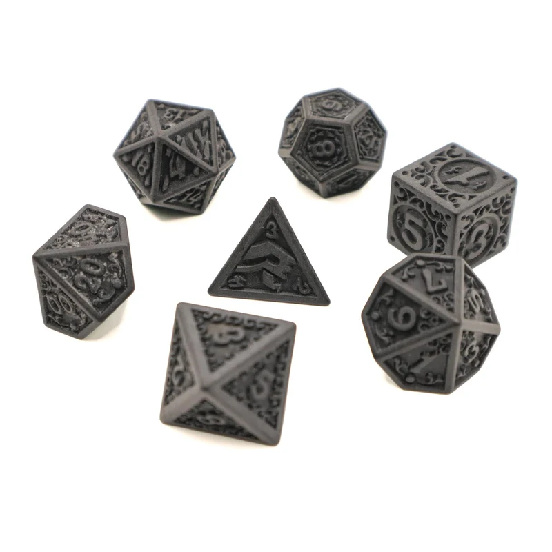7-teiliges RPG Würfelset Magic Flame: Black