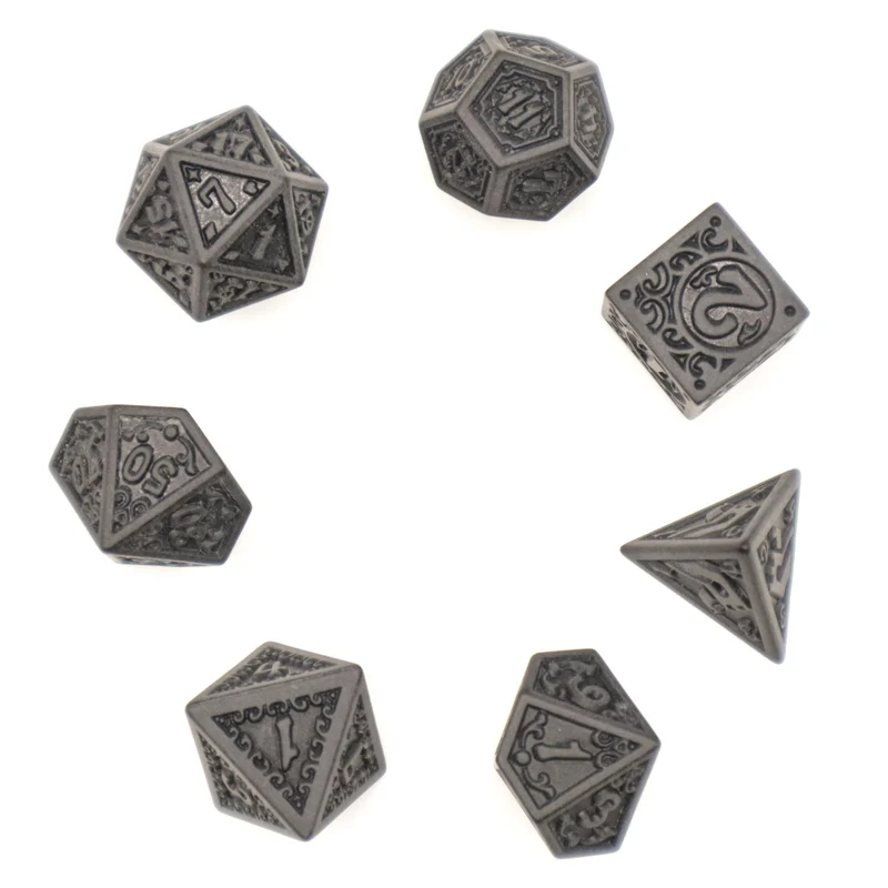7-teiliges RPG Würfelset Magic Flame: Black