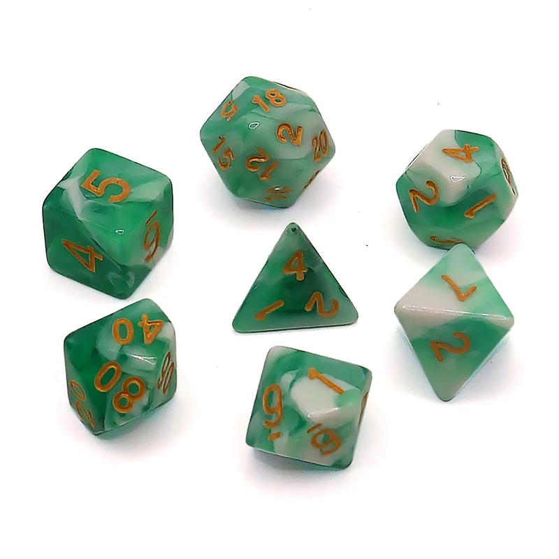 7-teiliges RPG Würfelset Mehrfarbig: Racing White/Mint