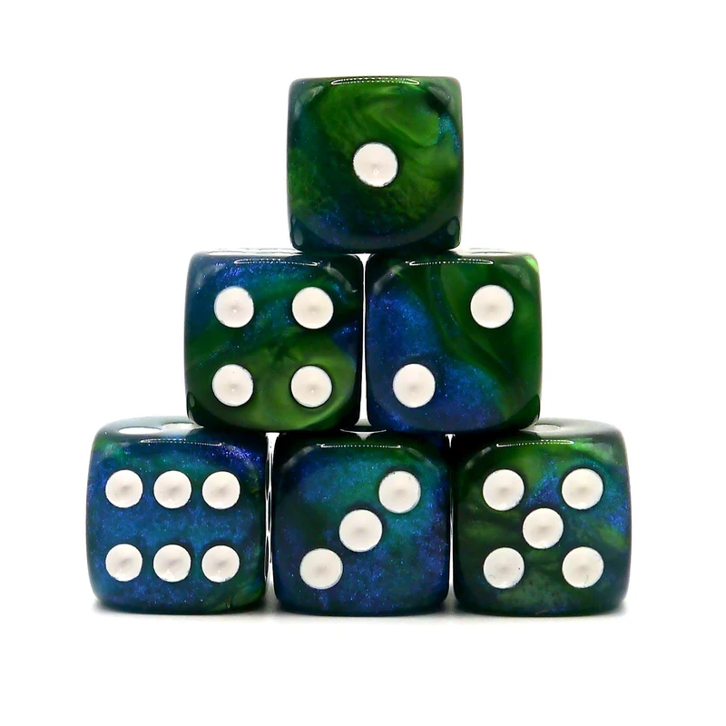 D6 Würfelset Galaxy: Green & Blue