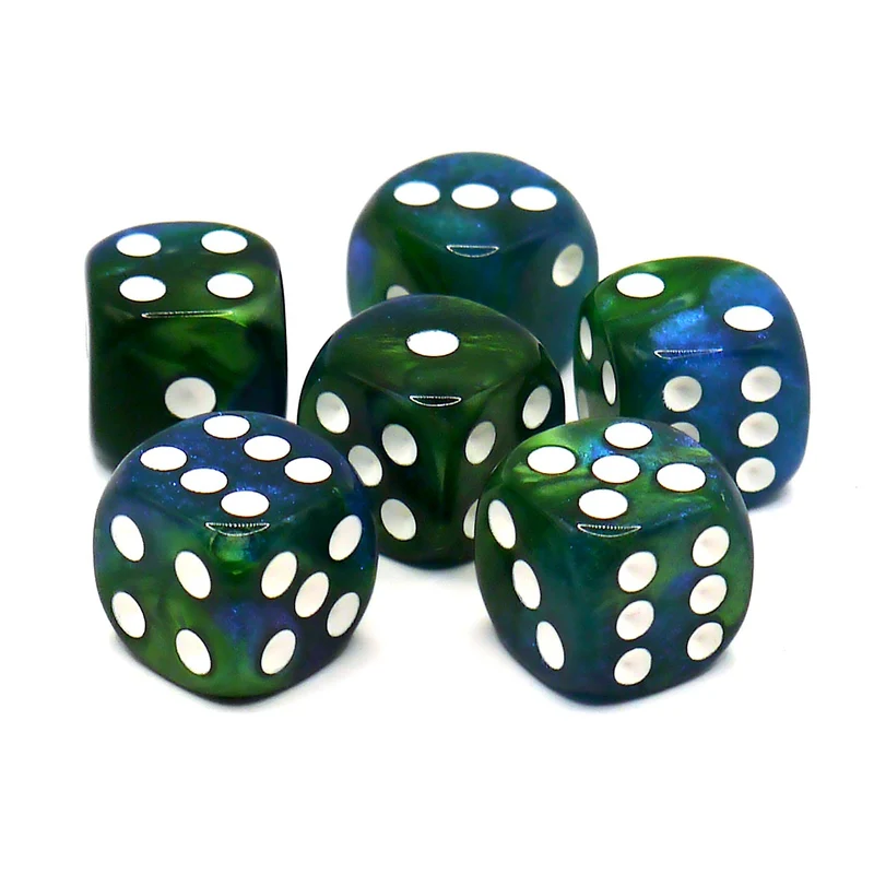 D6 Würfelset Galaxy: Green & Blue