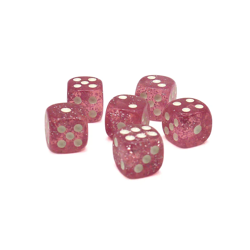 10x D6 Würfel 12mm Confetti: Pink & White