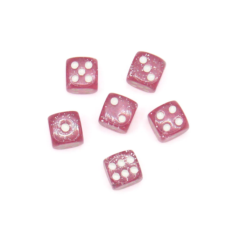 10x D6 Würfel 12mm Confetti: Pink & White