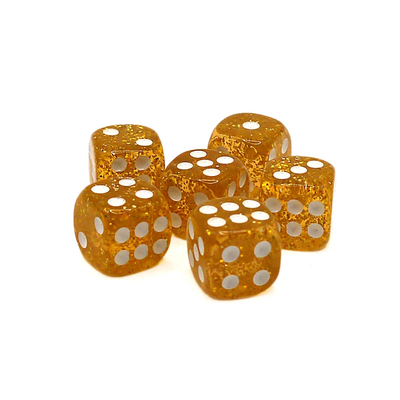 10x D6 Würfel 12mm Confetti: Orange & White