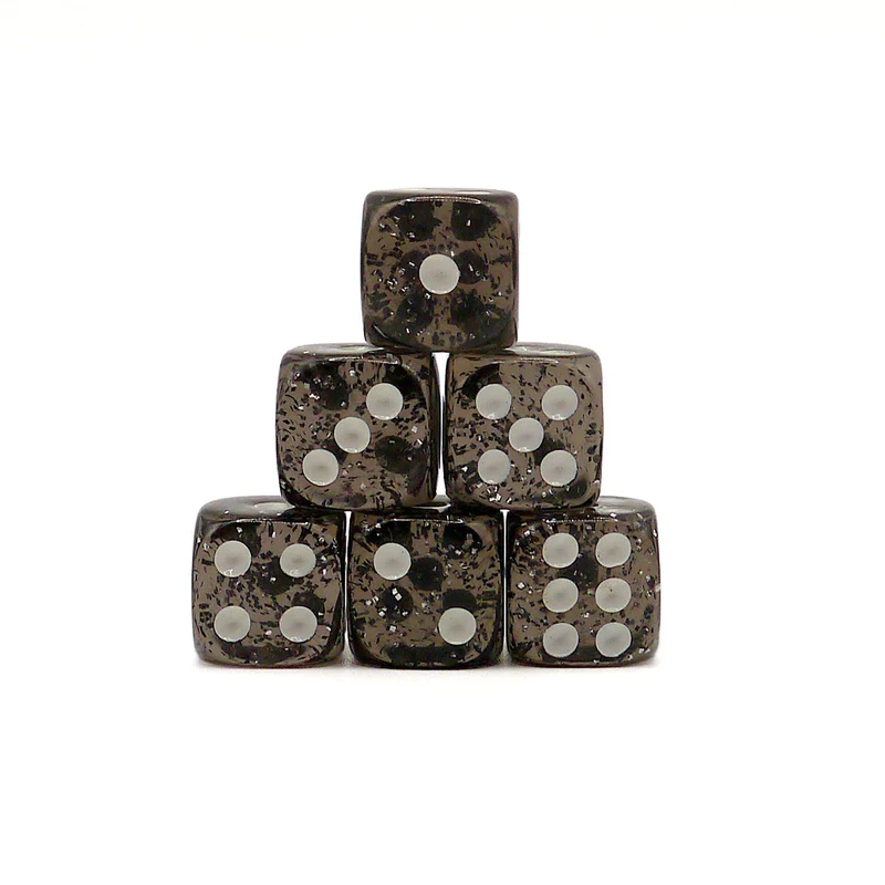 10x D6 Würfel 12mm Confetti: Black & White