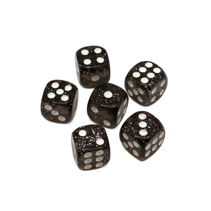 10x D6 Würfel 12mm Confetti: Black & White