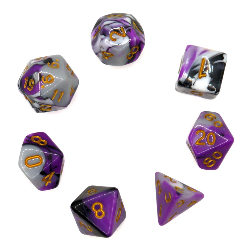 7-teiliges RPG Würfelset Mehrfarbig: Marble Lilac