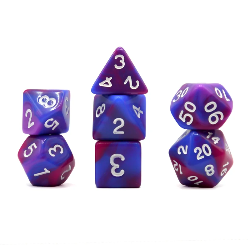 7-teiliges RPG Würfelset Mehrfarbig: Blue Cosmic