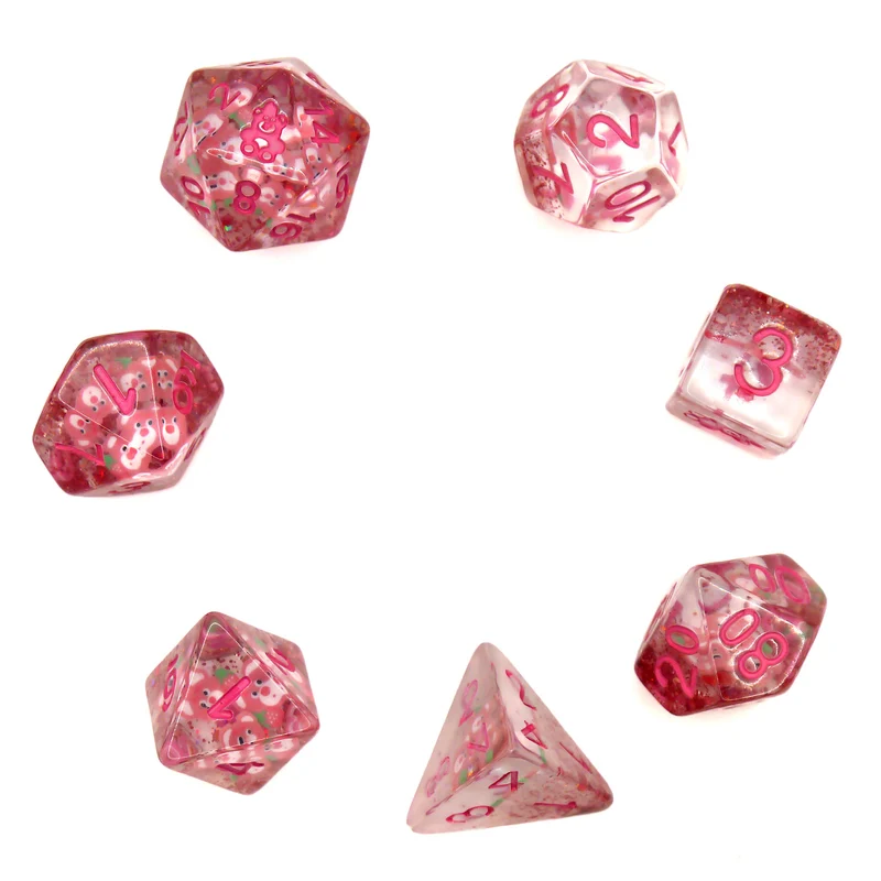 7-teiliges RPG Würfelset Transparent: Teddy