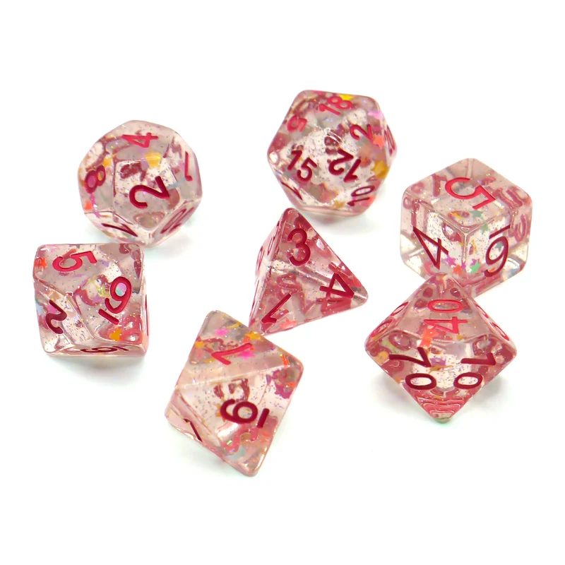 7-teiliges RPG Würfelset Transparent: Stars Shiny