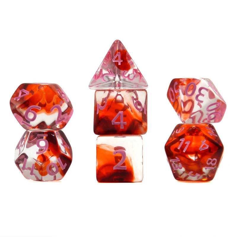 7-teiliges RPG Würfelset Transparent: Nebula Blood