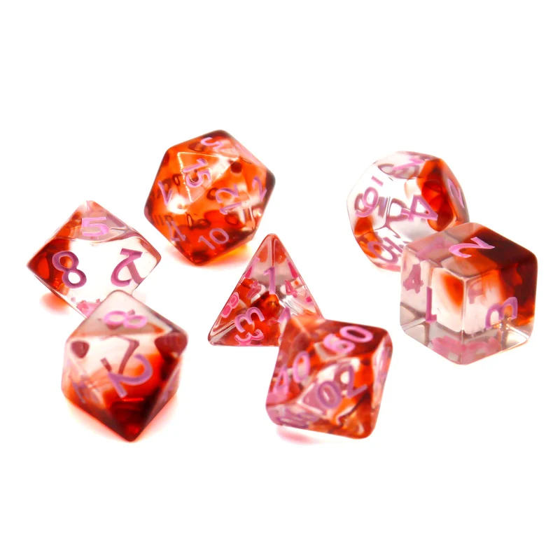 7-teiliges RPG Würfelset Transparent: Nebula Blood