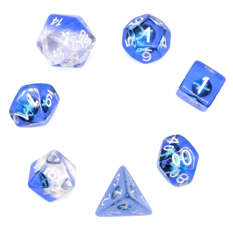 7-teiliges RPG Würfelset Transparent: Zodiac Pisces