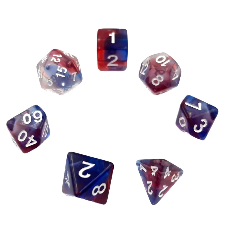 7-teiliges RPG Würfelset Transparent: Purple Clouds Relaunch