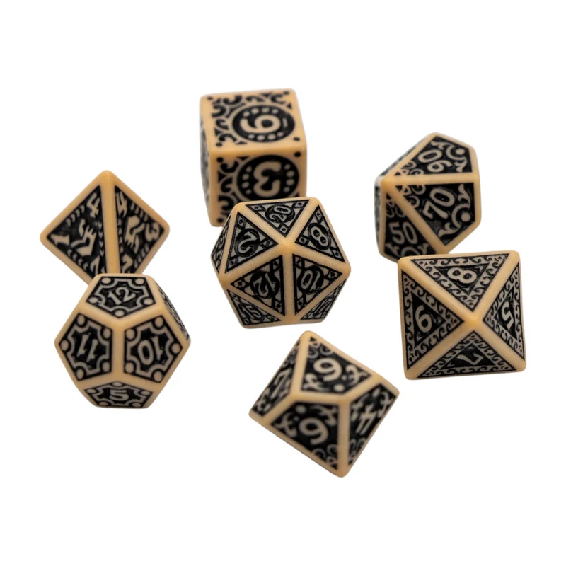 7-teiliges RPG Würfelset Magic Flame: Beige