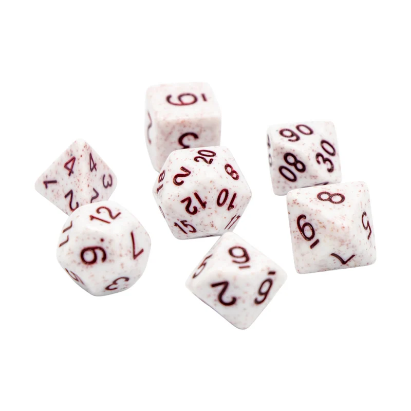 7-teiliges RPG Würfelset Mehrfarbig: Granite White/Red