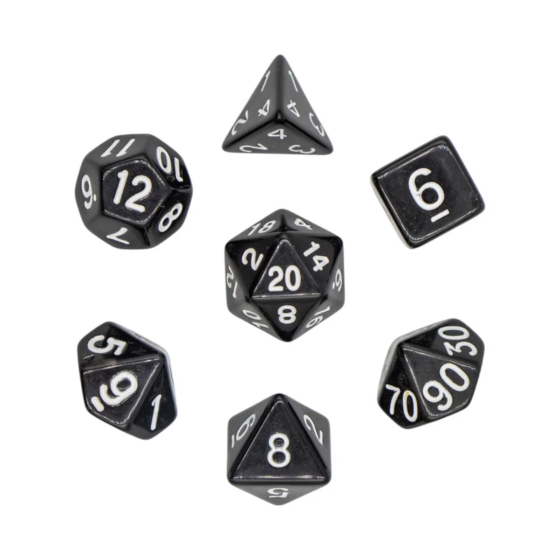 7-teiliges RPG Würfelset Opaque: Black/White