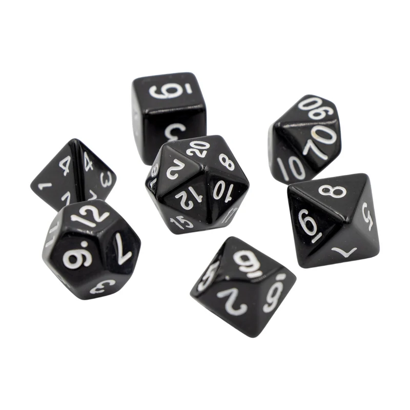7-teiliges RPG Würfelset Opaque: Black/White