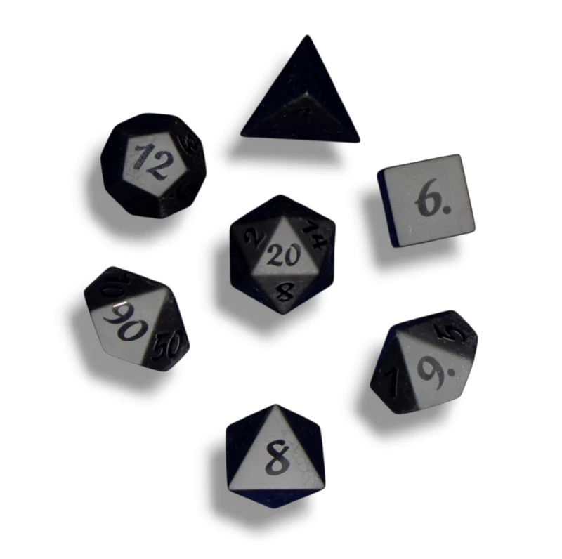 7-teiliges RPG Würfelset Edelstein: Black Obisidian