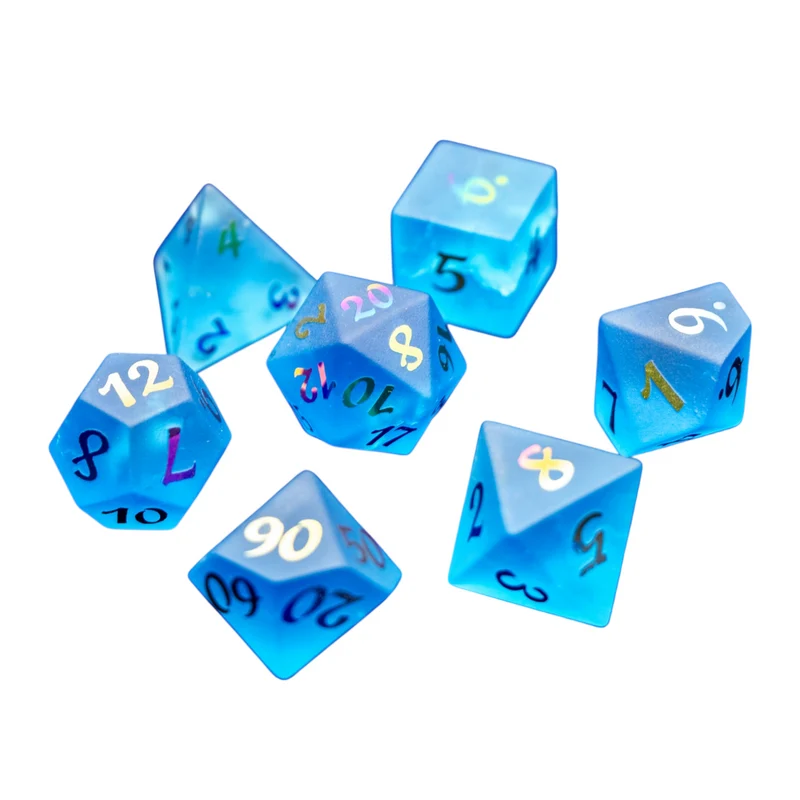 7-teiliges RPG Würfelset Edelstein: Crystal Glass Blue