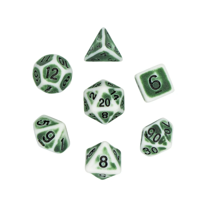 7-teiliges RPG Würfelset Ancient: Flintstone Green