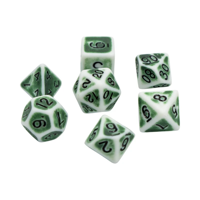 7-teiliges RPG Würfelset Ancient: Flintstone Green