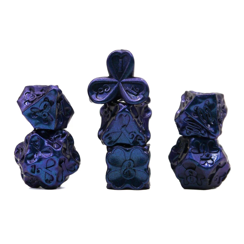 7-teiliges RPG Würfelset Metall: Clover Blue