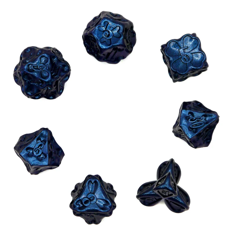 7-teiliges RPG Würfelset Metall: Clover Blue