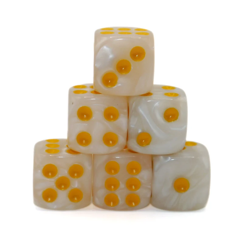 D6 Würfelset Pearl: White/Gold
