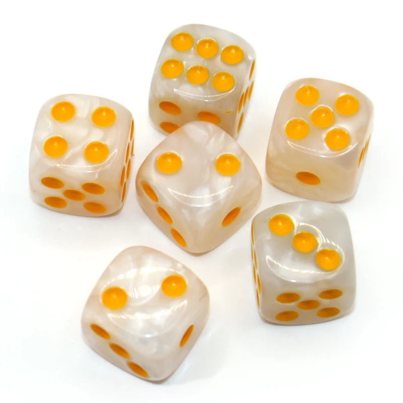 D6 Würfelset Pearl: White/Gold