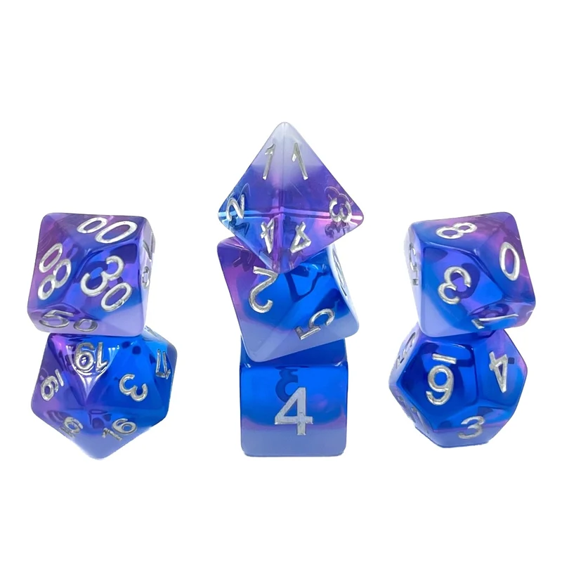 7-teiliges RPG Würfelset Transparent: Fae Flash