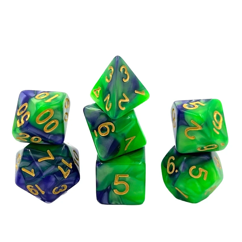 7-teiliges RPG Würfelset Mehrfarbig: Racing Green/Purple