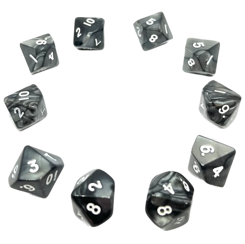 D10 Würfel Pearl: Black/White