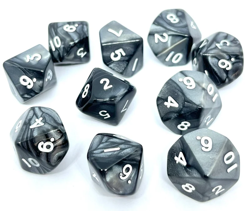 D10 Würfel Pearl: Black/White