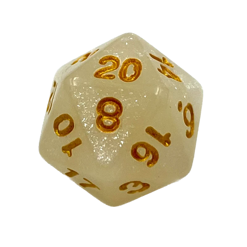 D20 Würfel Galaxy: White/Gold