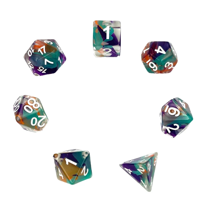 7-teiliges RPG Würfelset Transparent: Unknown Land