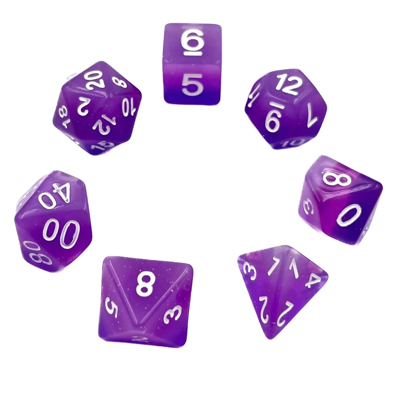 7-teiliges RPG Würfelset Transparent: Domino Grape