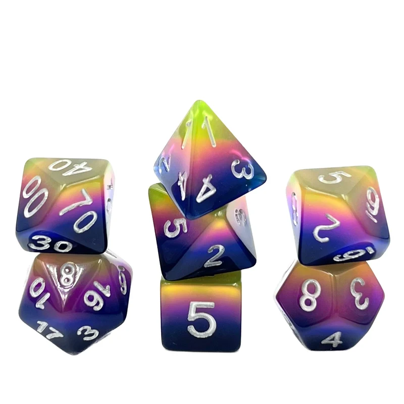 7-teiliges RPG Würfelset Mehrfarbig: Neon Sunrise