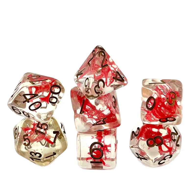 7-teiliges RPG Würfelset Transparent: Red Moss