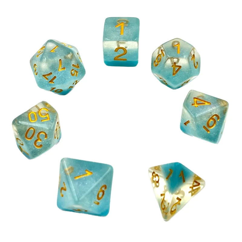 7-teiliges RPG Würfelset Galaxy: Snowflake Blue