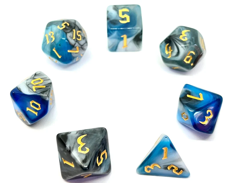 7-teiliges RPG Würfelset Mehrfarbig: Blue Warrior