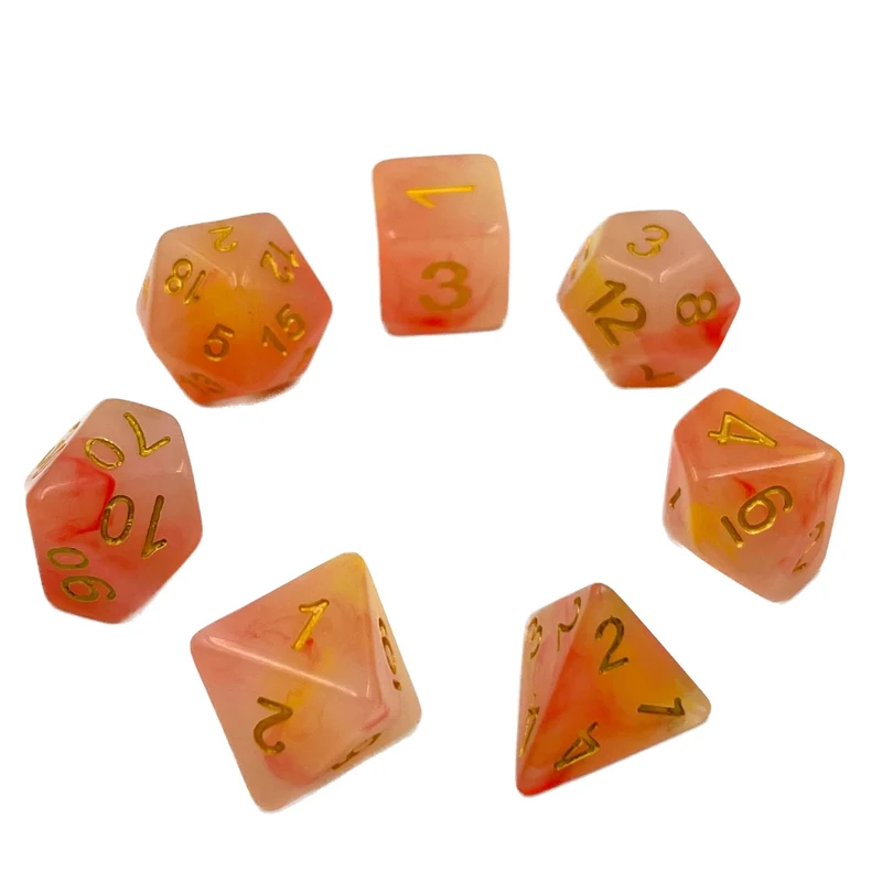 7-teiliges RPG Würfelset Mehrfarbig: Orange Jade