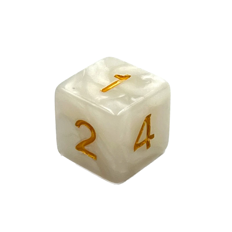 D6 Würfel Pearl White/Gold
